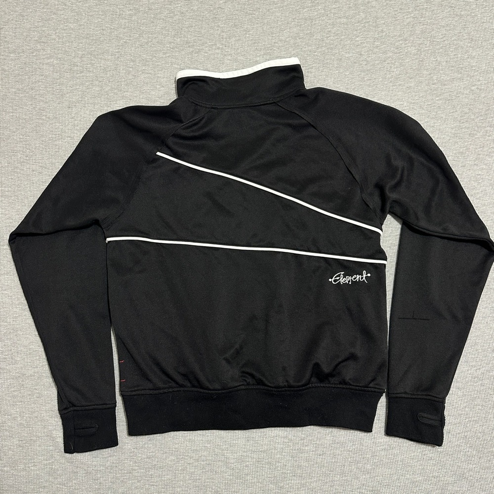 Element Full Zip Track Jacket Thumbholes Script Graphic Black Mens Size Large - Picture 2 of 11